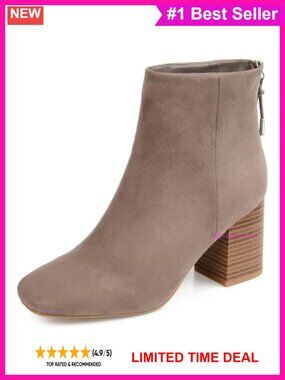 Vegan Leather Square Toe Ankle Booties with Comfort Foam Heel